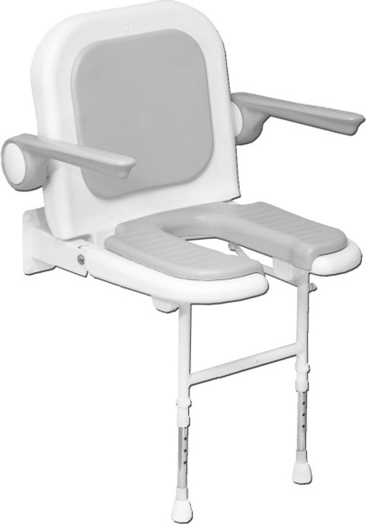 Duschsitz in U-Form mit Rücken- und Armlehnen - 48 cm breit