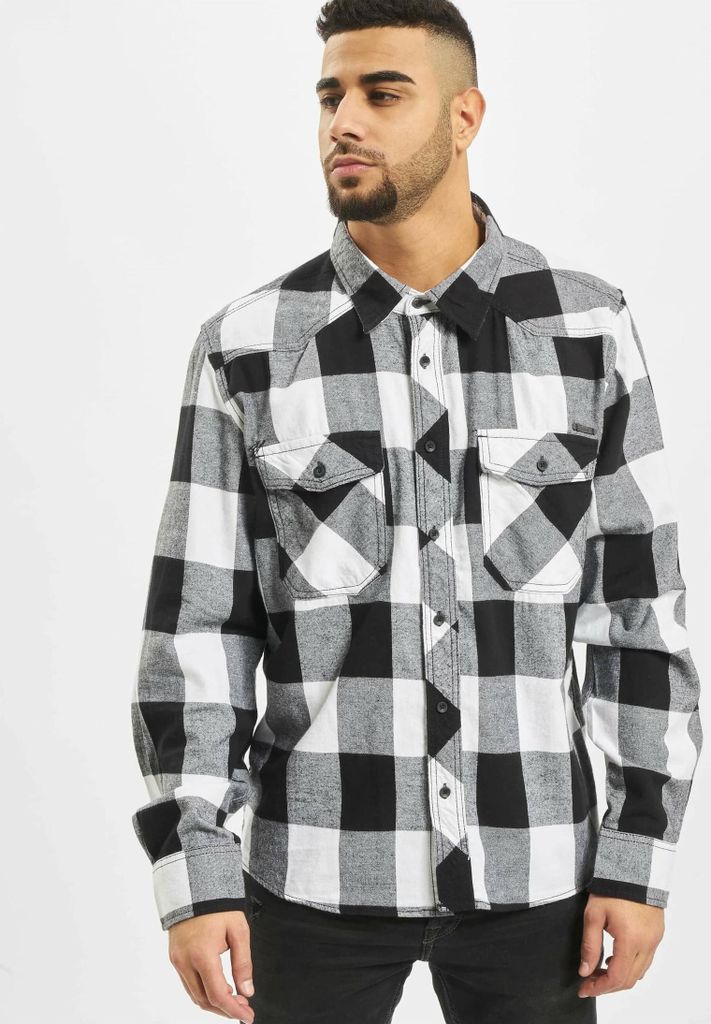Urban Classics Langarmhemd für Männer Exe weiß und Schwarz Produktbild 