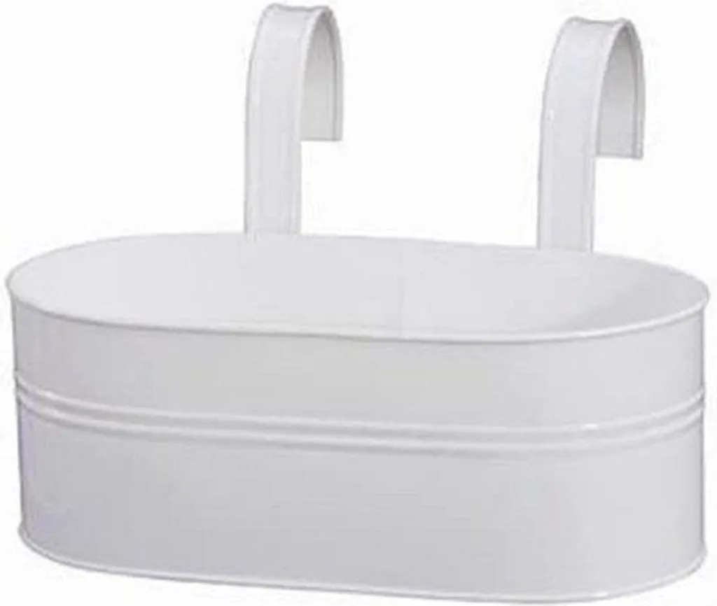 Pot de fleurs ovale en céramique blanche avec soucoupe assortie - 25cm