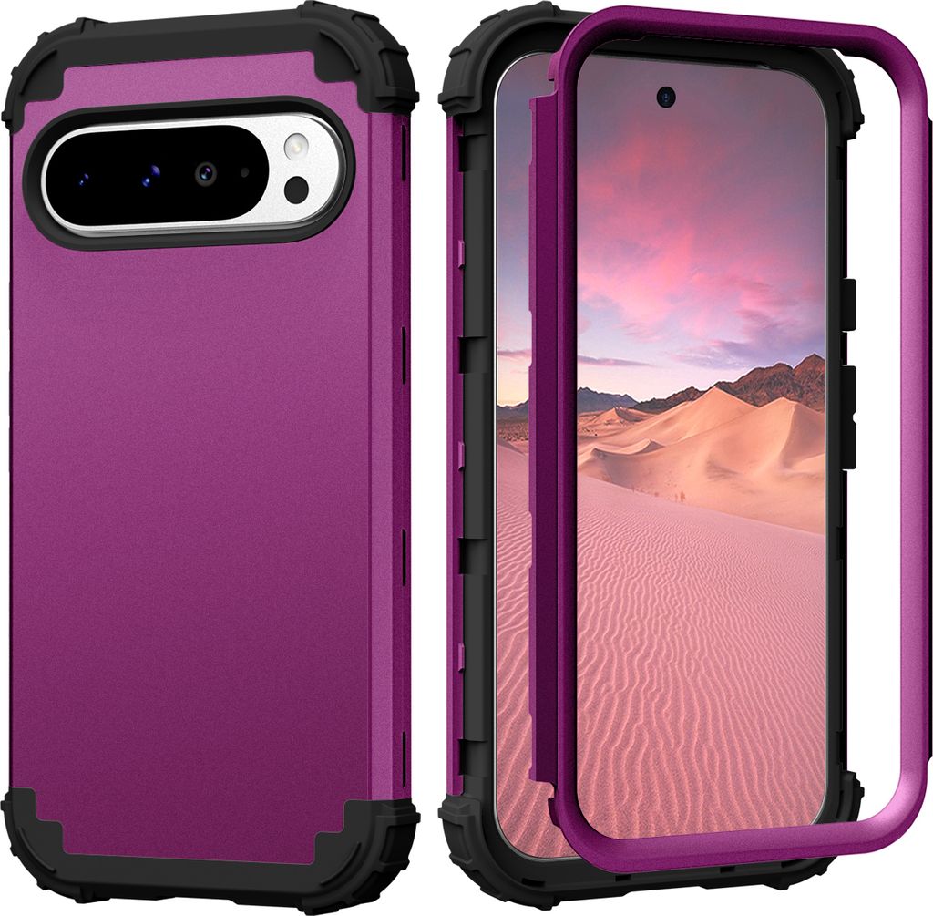 Handyhülle für Google Pixel 10 Pro XL Hybrid 3 in 1 PC TPU Stossfest Robust Hülle Lila