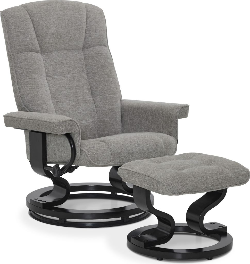 M MCombo Relaxsessel mit Hocker, 360° Drehbarer Fernsehsessel mit Liegefunktion, Moderner Ruhesessel für Wohnzimmer, , Stoff, 9019 (Hellgrau-Stoff)