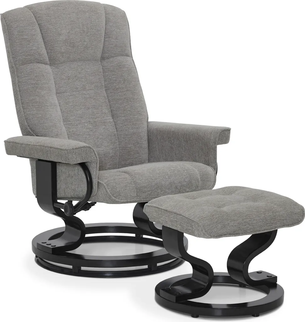 Fauteuil Relax Inclinable 360° en Tissu Doux avec Pouf de Salon