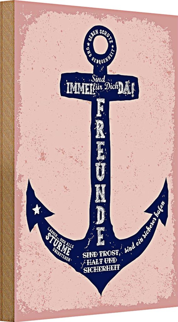 Holzschild Spruch Freunde Anker sind immer da 20x30cm