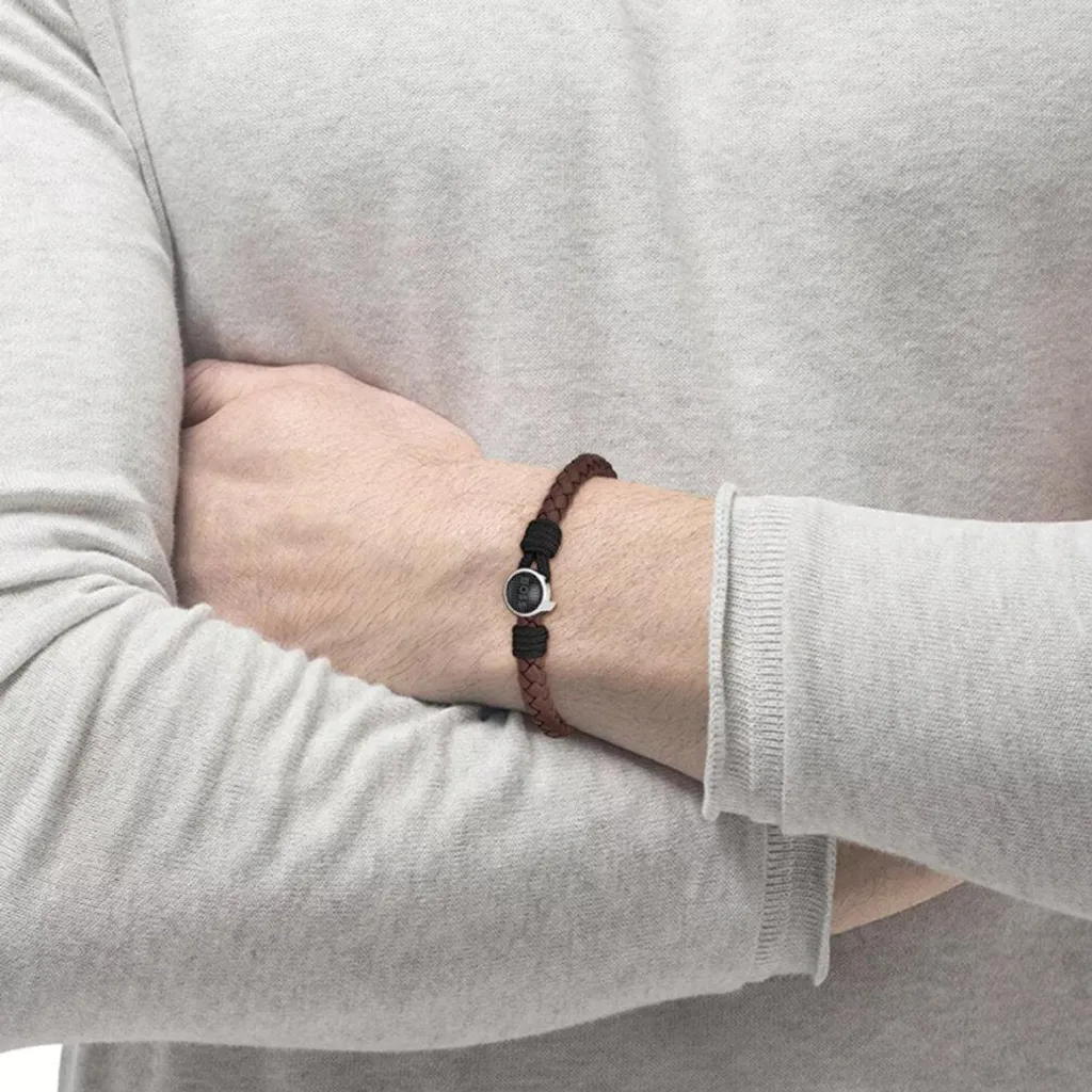 Bracelet Homme pour Montre Boss Jewelry 1580467M Thad Classic Cuir Tressé