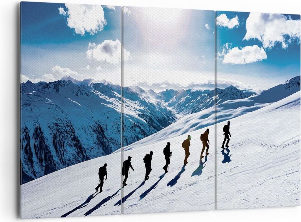 Bild auf Leinwand - Leinwandbild - 3 Teile - Berg Wanderung Gipfel - 165x110cm - Wand Bild - Wanddeko - Wandbilder - Leinwanddruck - Bilder - Wandd...