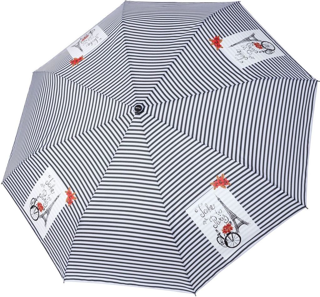 doppler Taschenregenschirm Regenschirm Fiber Magic Take Me To Paris schwarz weiß