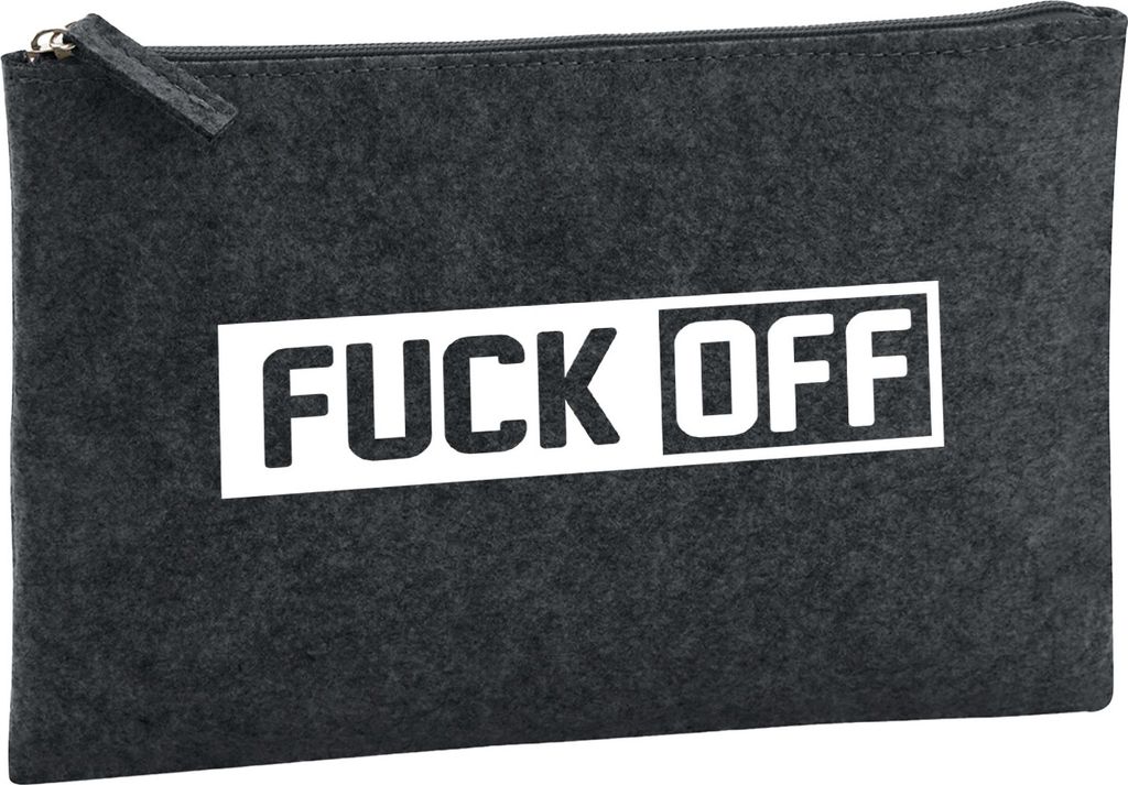 Huuraa Kulturbeutel Fuck Off Schriftzug 1 Liter Charcoal Filz Kosmetiktasche Geschenkidee