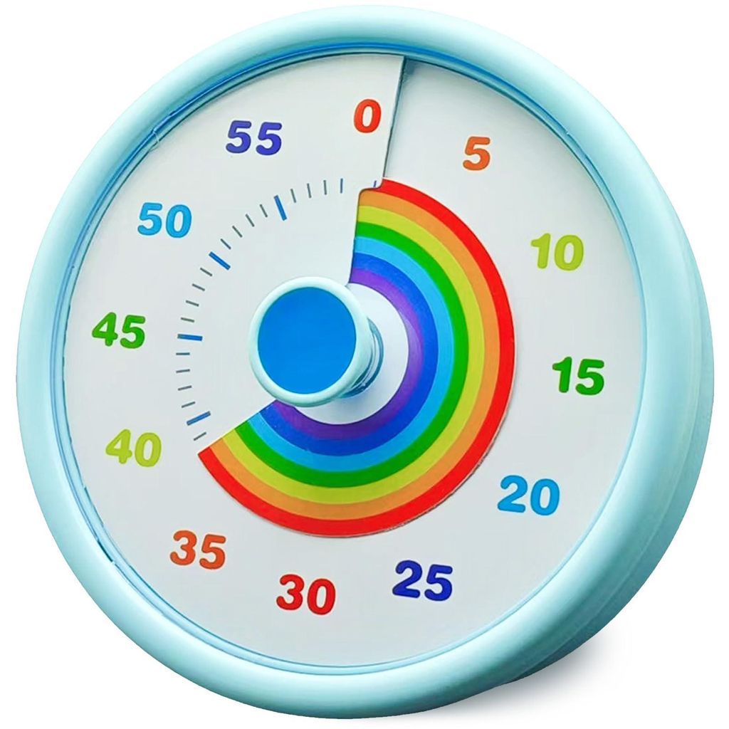 Visueller Regenbogen-Timer für Kinder, 60-Minuten-Countdown-Uhr mit Farbscheibe, Zeitmanagement-Tool für ADHS, Klassenzimmer, Küche, Büro