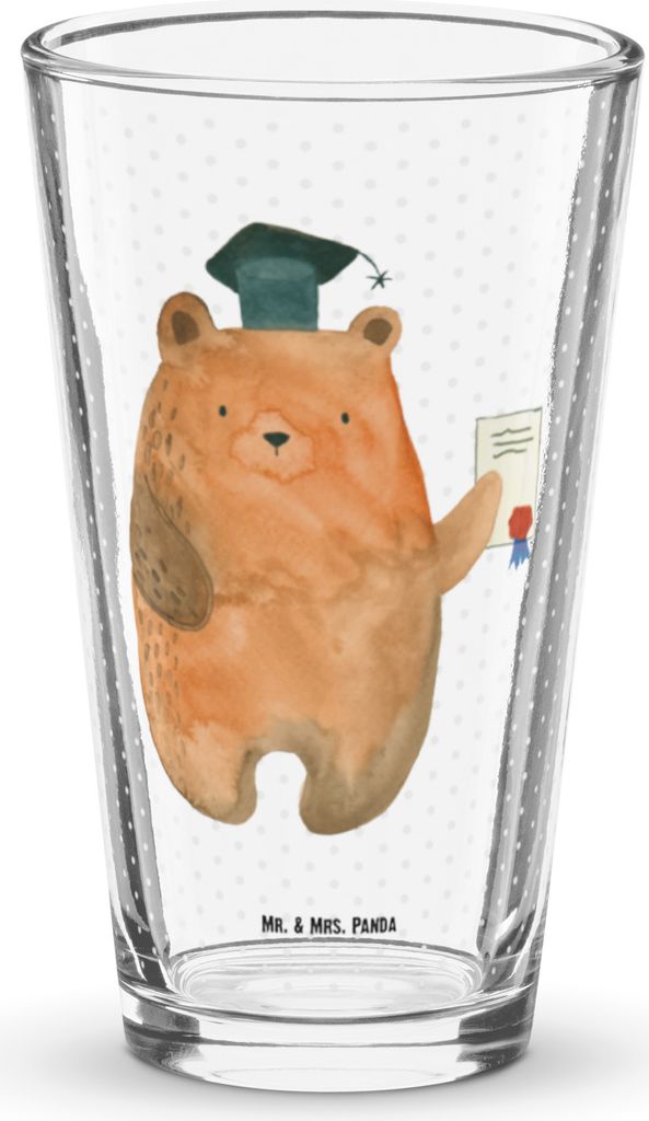 Mr. & Mrs. Panda Tumbler Bär Prüfung - Transparent - Geschenk, Abschluss, Teddy, Pint Glas, Wasserglas, Bierglas, Cocktailglas, Zeugnis, Bestande...