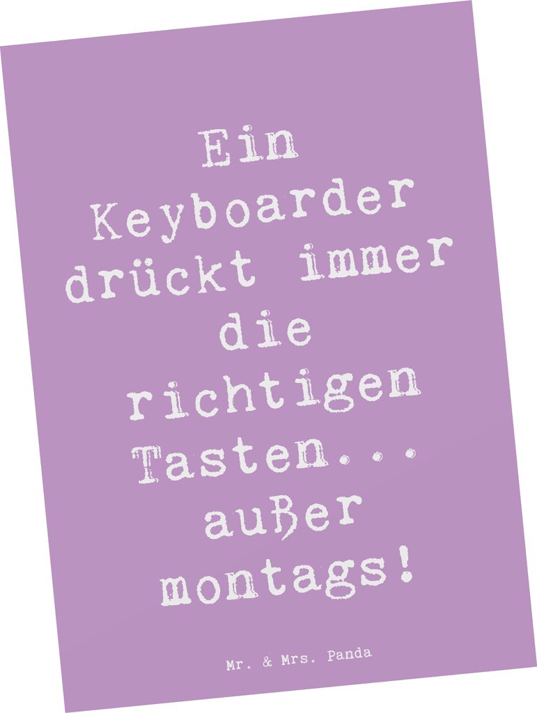 Mr. & Mrs. Panda Postkarte Spruch Keyboarder Fehler - Lavendeltraum - Geschenk, Instrument, Klaviere, einzelkarte, Grußkarte, Ansichtskarte, Ansic...
