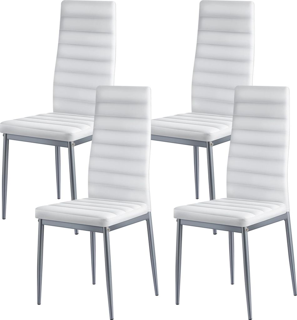SucceBuy Moderner Esszimmerstuhl (4er-Set) mit gepolstertem Kunstleder, belastbar bis 136 kg, ideal für Esstische. Platzsparendes Design mit komfo...