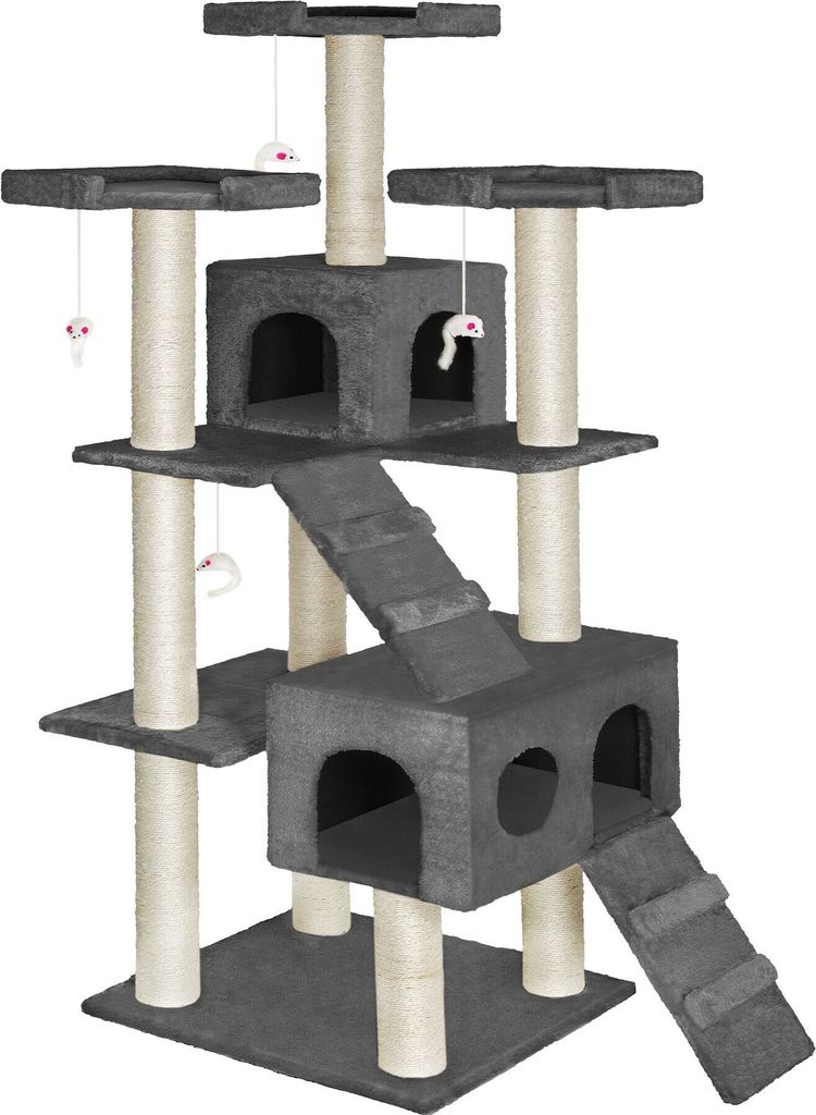 tectake® Kratzbaum Knuti 186 cm inklusive 2 Treppen, 4 Produktbild 