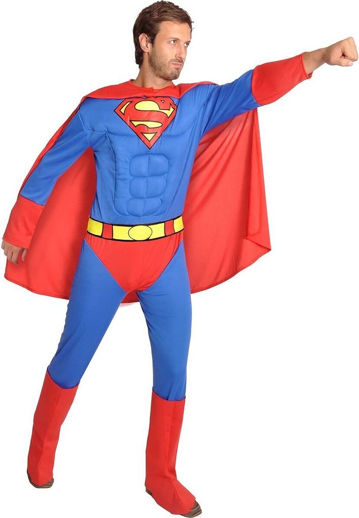 Offizielles Superman Herren Karnevalskostüm gepolstert 4-teilig rot-blau