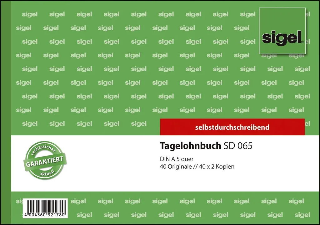 Sigel SD065 Libro Paga A5 - 3x40 Fogli Autocopianti per Cantieri