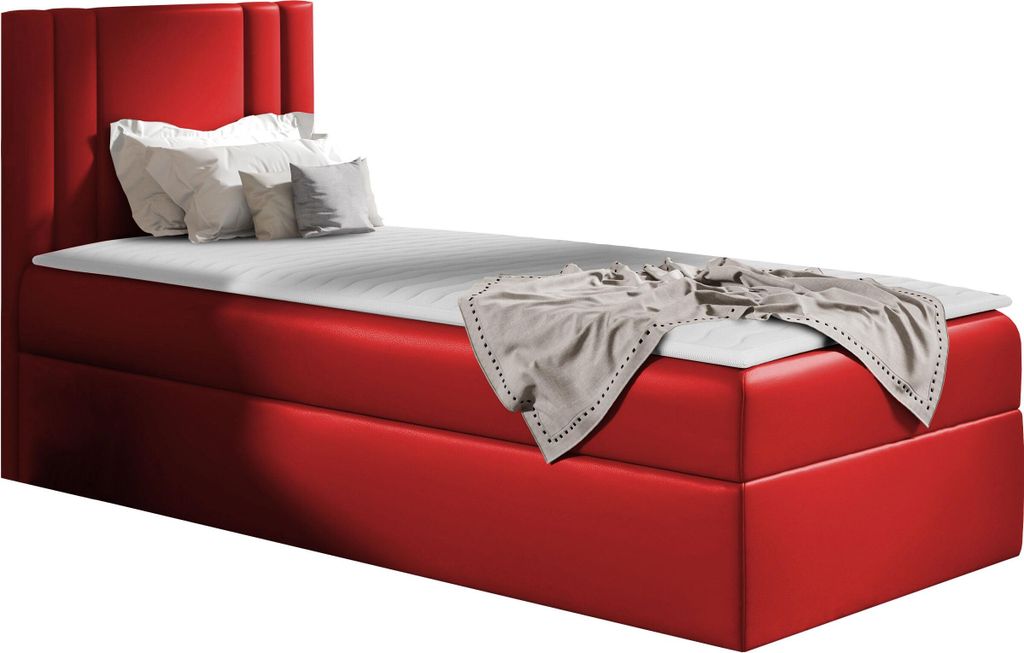 MIRJAN24 Boxspringbett Carmen Mini, Einzelbett mit Bettkasten für die Bettwäsche, mit Topper und Kopfteil (Soft 010, Größe: 100x200 cm, Seite: ...