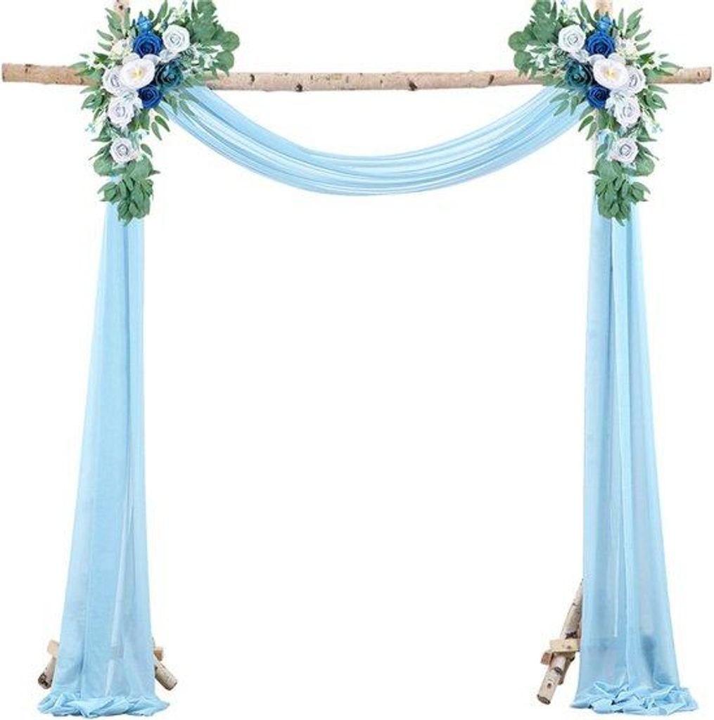 Chiffon-Bruidsgordijn, Wandhanger, Lichtblauw, 75x300cm, Gaas, Dekorativer Hintergrund