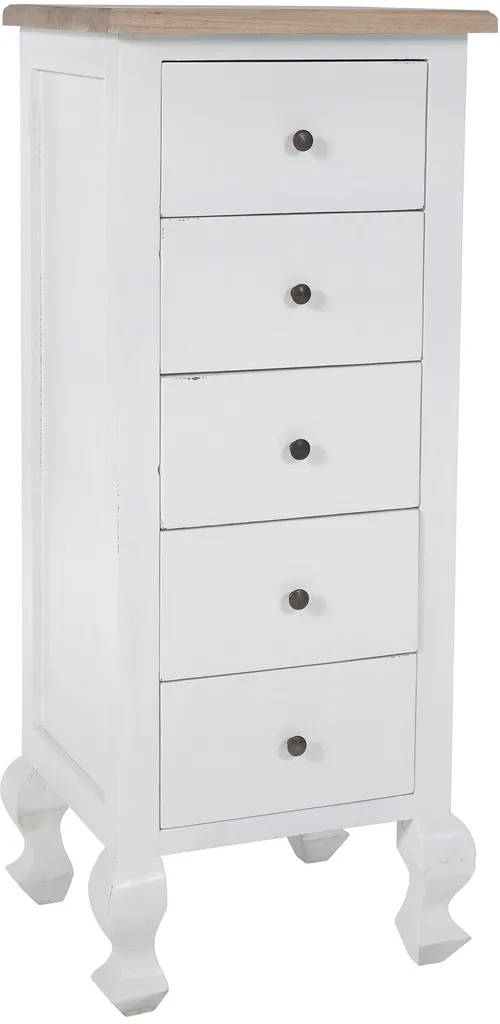 CLP Commode Kora avec tiroirs indépendants en bois naturel et blanc