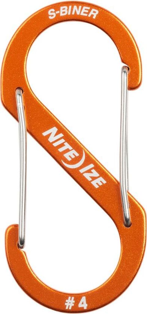 9 cm orangefarbener Aluminium-Doppelkarabiner (Nachtgröße)