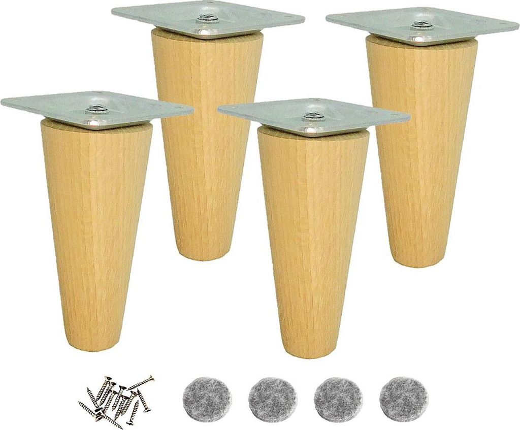 Drehbare Eichenmöbelbeine 10 cm, Rohholz, Set mit Produktbild 