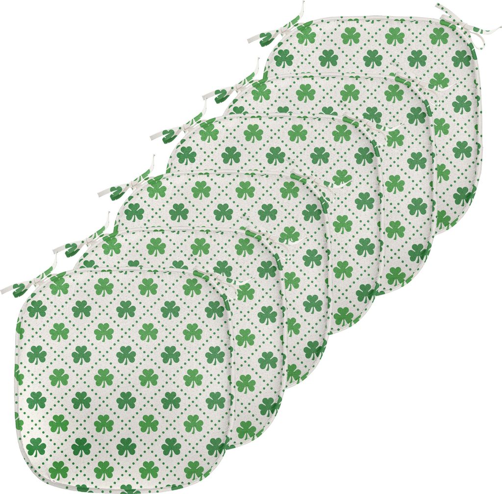 ABAKUHAUS irisch Polster für Esszimmerstühle, 4 Leaf Shamrock Dots, Dekoratives wasserfestes Kissen mit Riemen für Küchensitze, 40 cm x 40 cm-6...