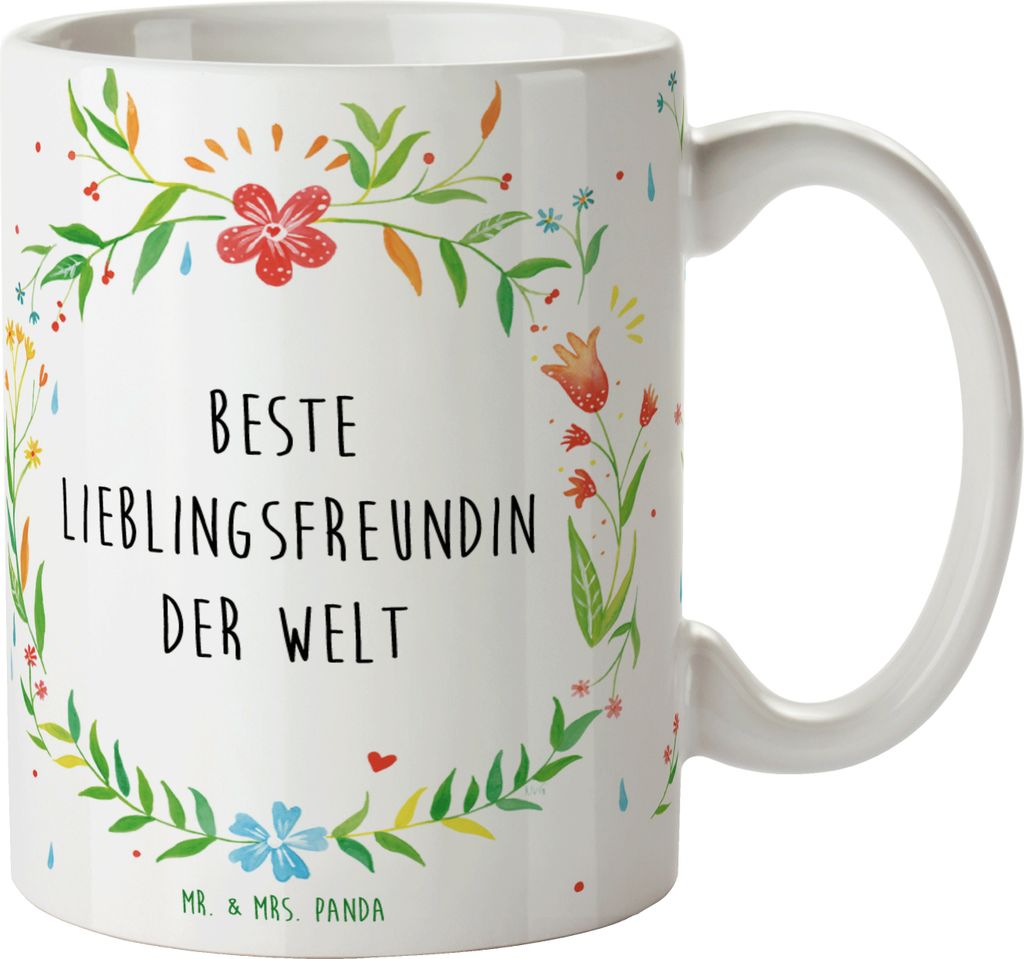 Mr. & Mrs. Panda Tasse Lieblingsfreundin - Geschenk, Partner, beste Freundin, Kaffeetasse, Becher, Herz, Teebecher, design, Lieblingsmensch, Partne...