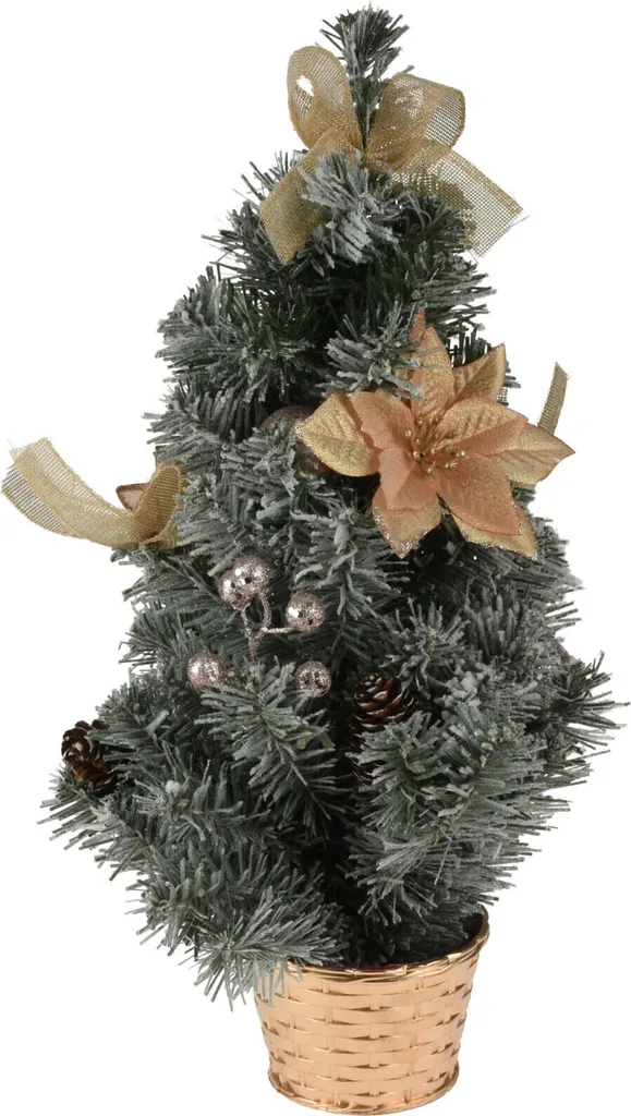 Albero di Natale in Vaso 60cm Decorato ZE - Mini Alberello per Scrivania