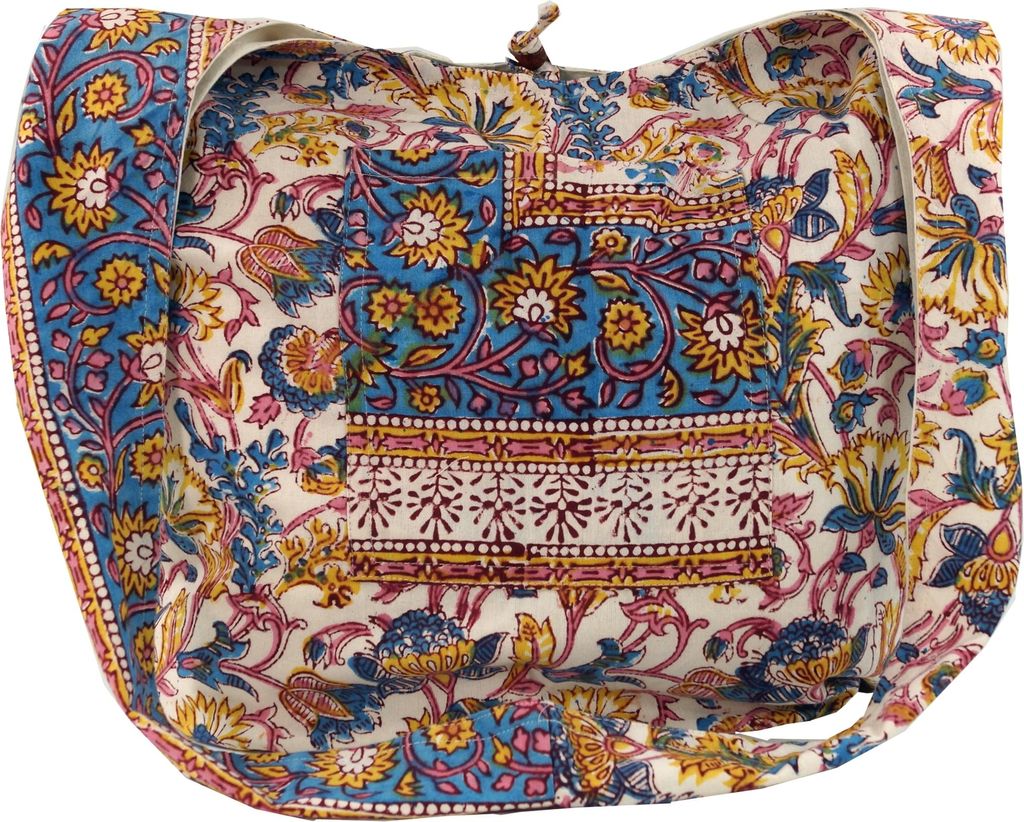 Sadhu Bag, Umhängetasche, Blockdruck Hippie Schultertasche, Schulterbeutel, Einkaufstasche, Uni - Erwachsene, Blau, Baumwolle, 35*49*30 cm, Altern...