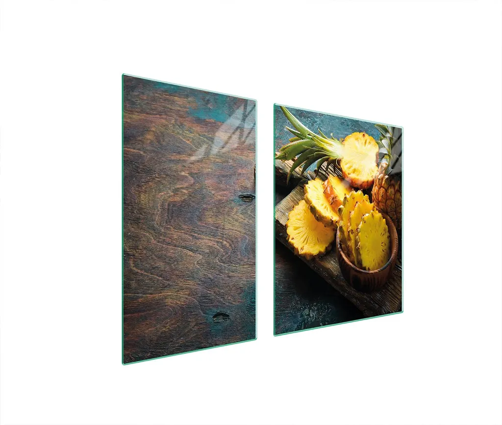 Piastre copri fornelli 2 pezzi 100x52 Copri piano cottura in ceramica tagliere in vetro legno ananas