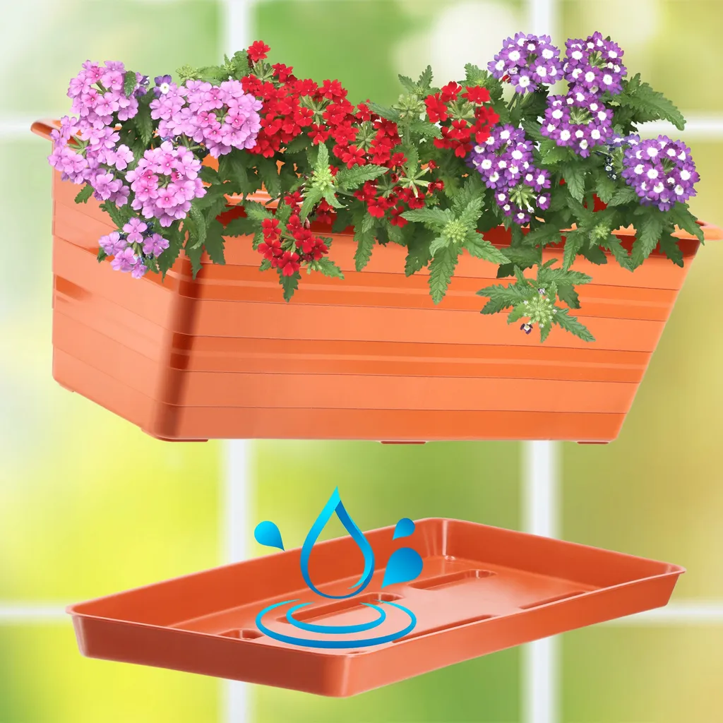 Jardinière plastique 40cm robuste Cati KADAX avec fixation et réservoir - 4