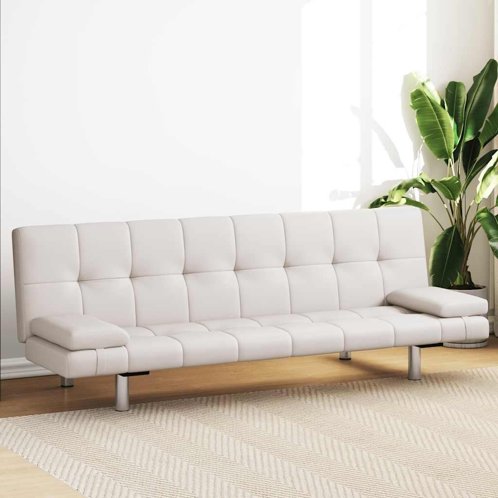 vidaXL Rozkładana sofa z 2 poduszkami ze sztucznej skóry, Zdjęcie produktu 