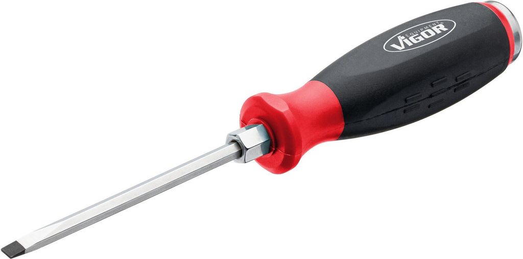 VIGOR Schraubendreher mit Schlagkappe, mit Antriebsvierkant, 1/4 (6,3 mm) Vierkant hohl, Schlitz Profil, SW x 5 mm