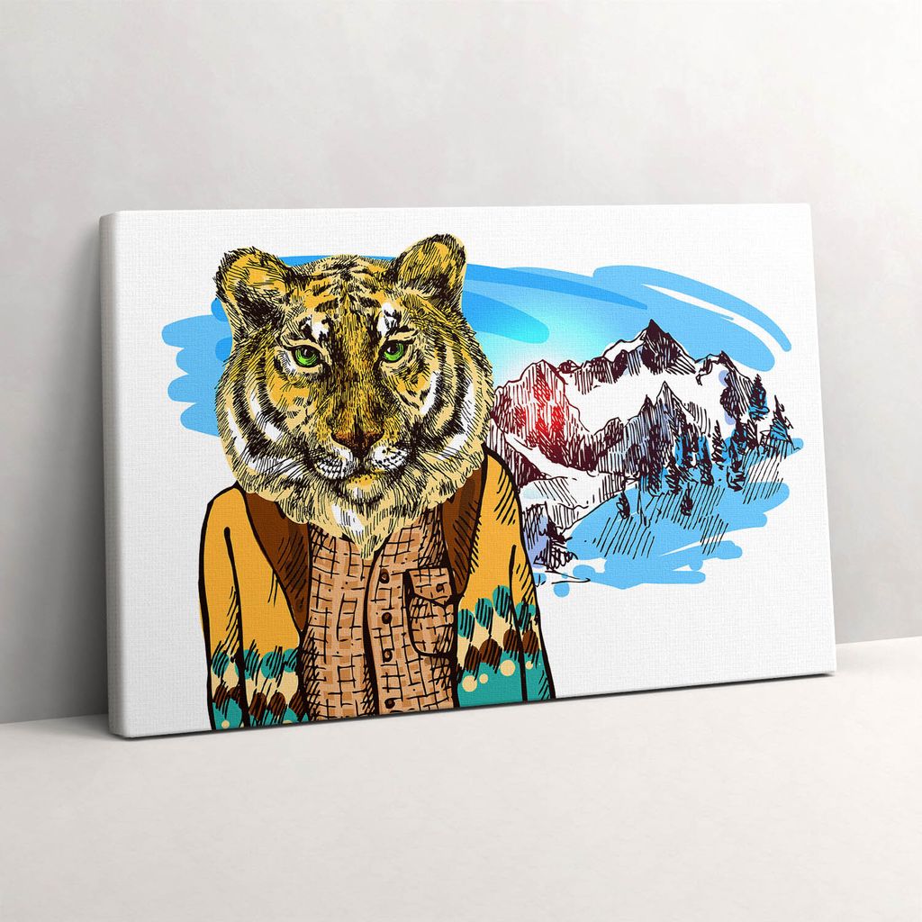 Tiger im Pullover – Leinwandbild Wandbild – 30x20 cm – Leinwandbilder – Wandbilder – Schlafzimmer – Flur