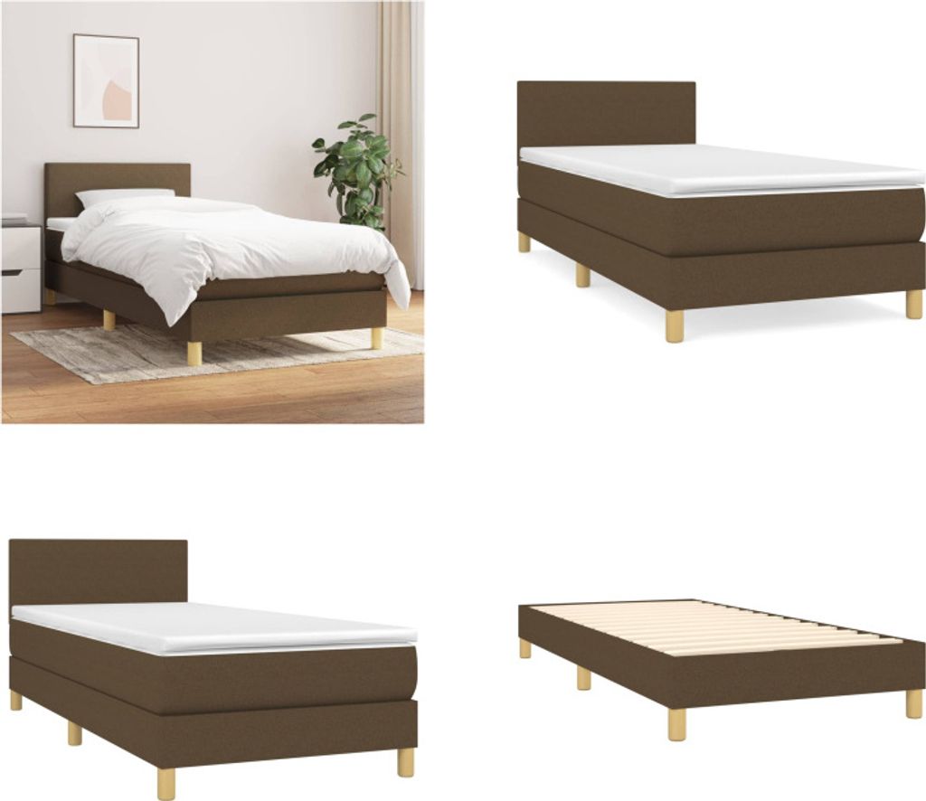 vidaXL Boxspringbett mit Matratze Dunkelbraun 100x200 cm Stoff - Boxspringbett - Boxspringbetten - Bett - Schlafzimmermöbel