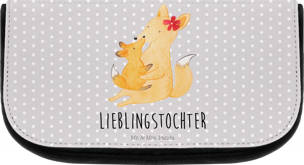Mr. & Mrs. Panda kosmetiktäschchen Fuchs Mama - Grau Pastell - Geschenk, Schminktasche klein, Vatertag, Schoß, aufbewahrungstasche, Organizer, To...