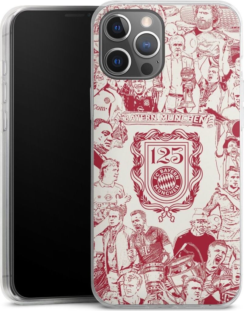 DeinDesign Slim Hülle für Apple iPhone 12 Pro Max Silikon Case Ultra Dünn Handyhülle FC Bayern München Offizielles Lizenzprodukt FCB 125 Jahre