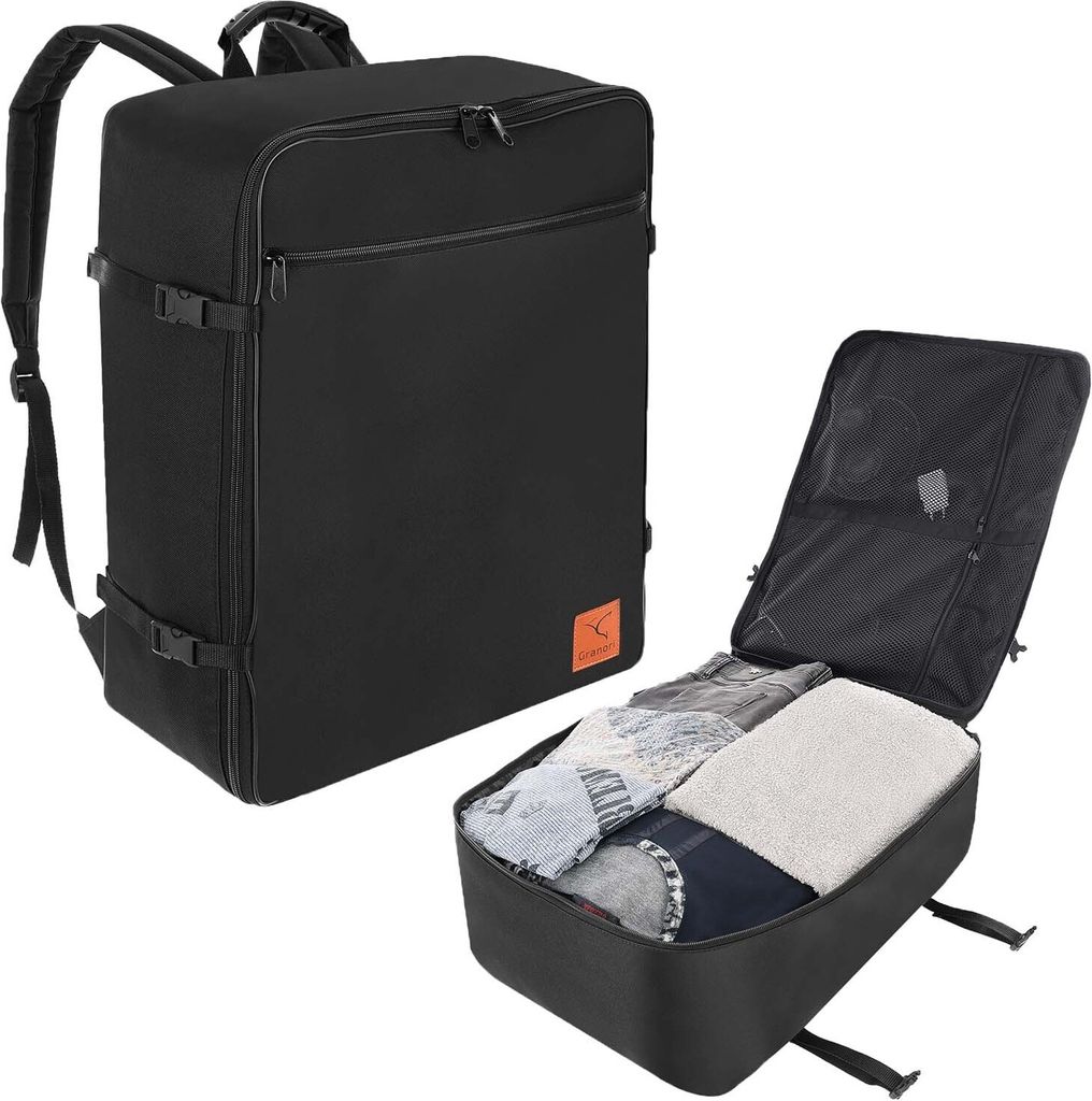 Granori Handgepäck Kofferrucksack "Dreampack Jumbo" – 55x40x20 / 55x40x23 cm Reiserucksack mit bis zu 44 L Fassungsvermögen