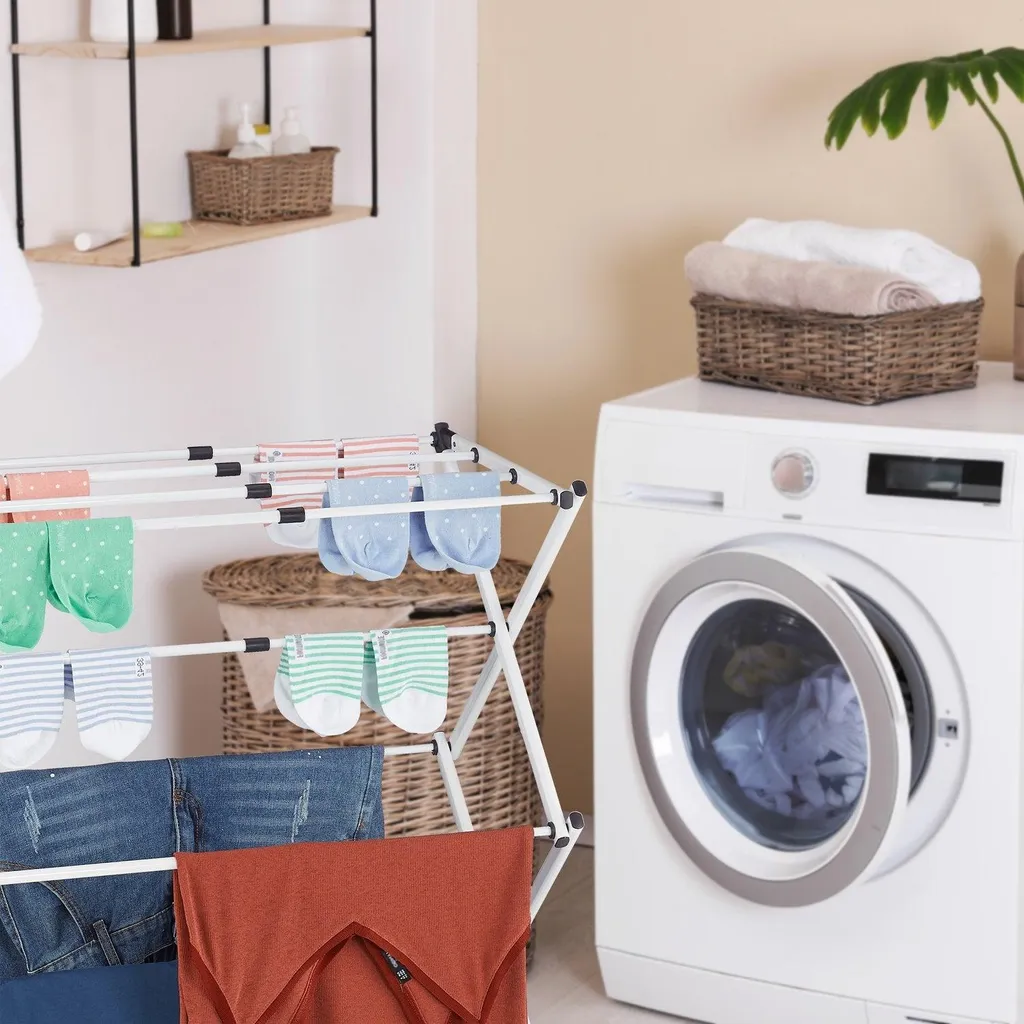 Étendoir pliable gain de place - Séchoir extensible à grande capacité