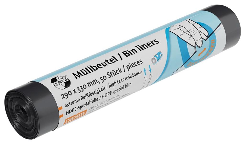 Merkloos - Vuilniszak 6 micron, ft 29 x 33 cm, 6 liter, Produktbild 