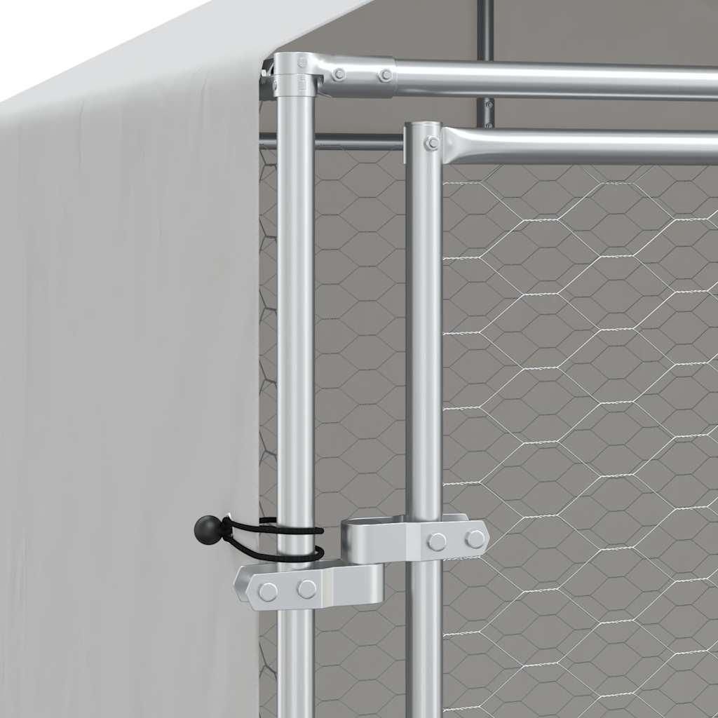 vidaXL Outdoor-Hundezwinger mit Dach Silber 2x2x2,5 m Produktbild 