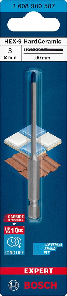 EXPERT HEX-9 Hard Ceramic Bohrers, 3x90 mm