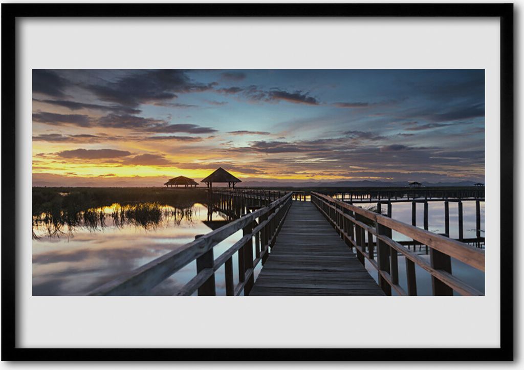 Bild 70x50 MDF-Rahmen Wandkunst Bridge-Architektur