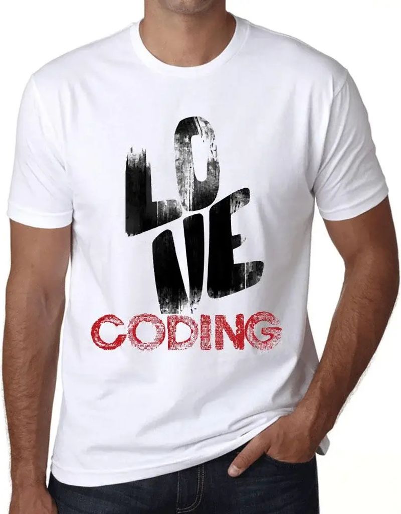 Herren Grafik T-Shirt Liebe Kodierung – Love Coding – Öko-Verantwortlich Vintage Jahrgang Kurzarm Lustige Druck Geburtstag Geschenk Mann