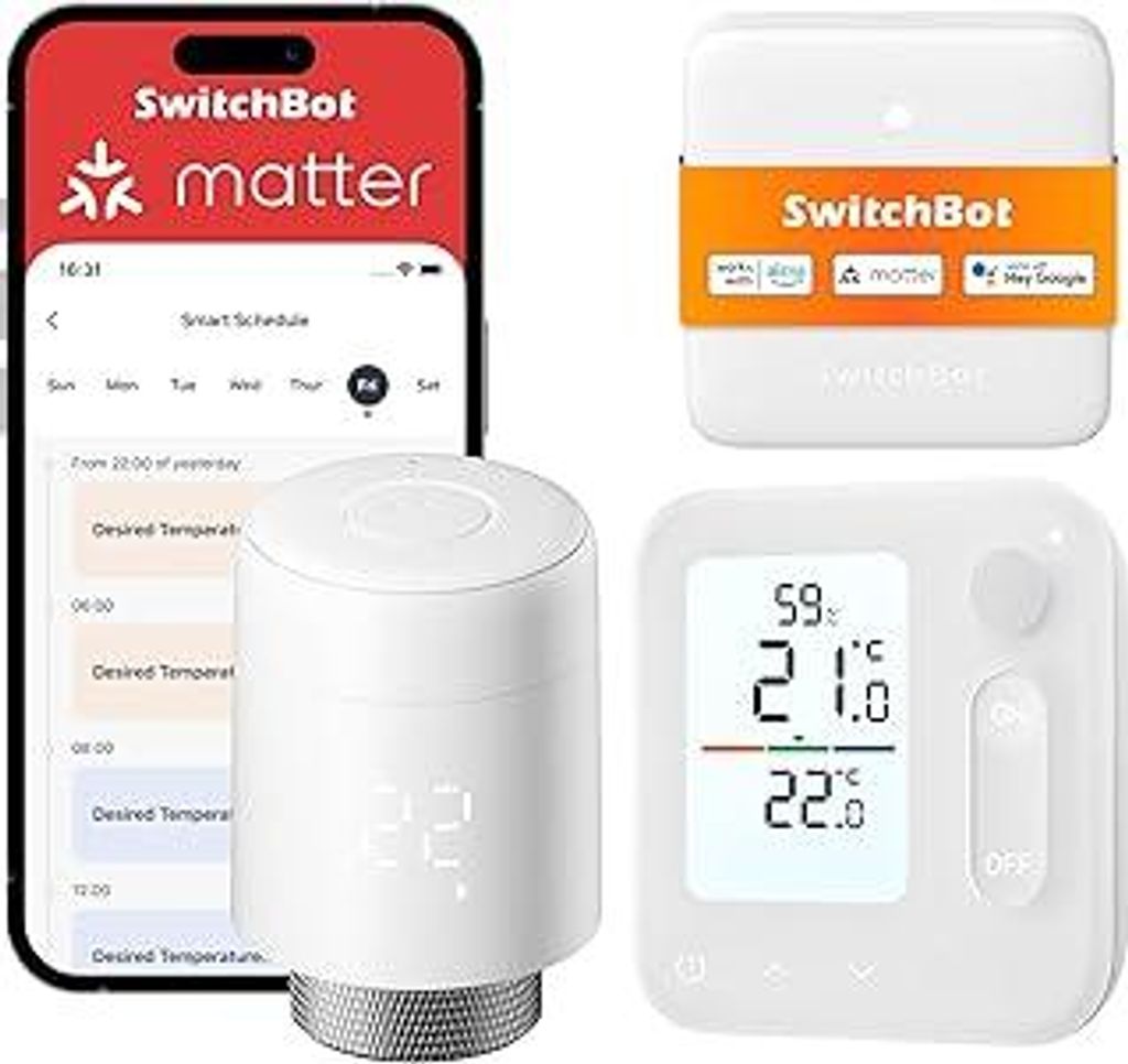SwitchBot Smart Heizkörperthermostat-Panel Combo – App- und Zeit-Steuerung, Energieseinsparung, einfache Installation, kompatibel mit Alexa, App...