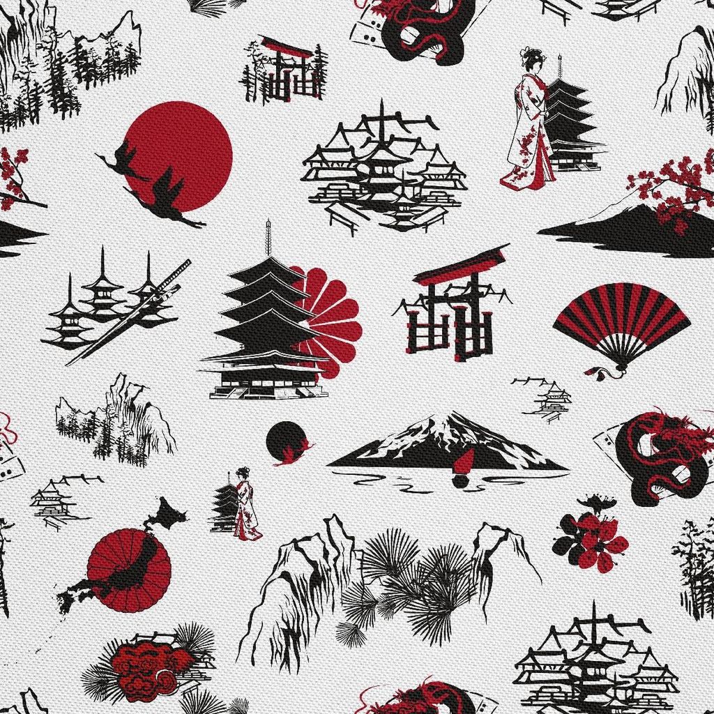 OUTDOOR DEKOSTOFFE OXFORD - Motiv Japanische Miniaturansichten