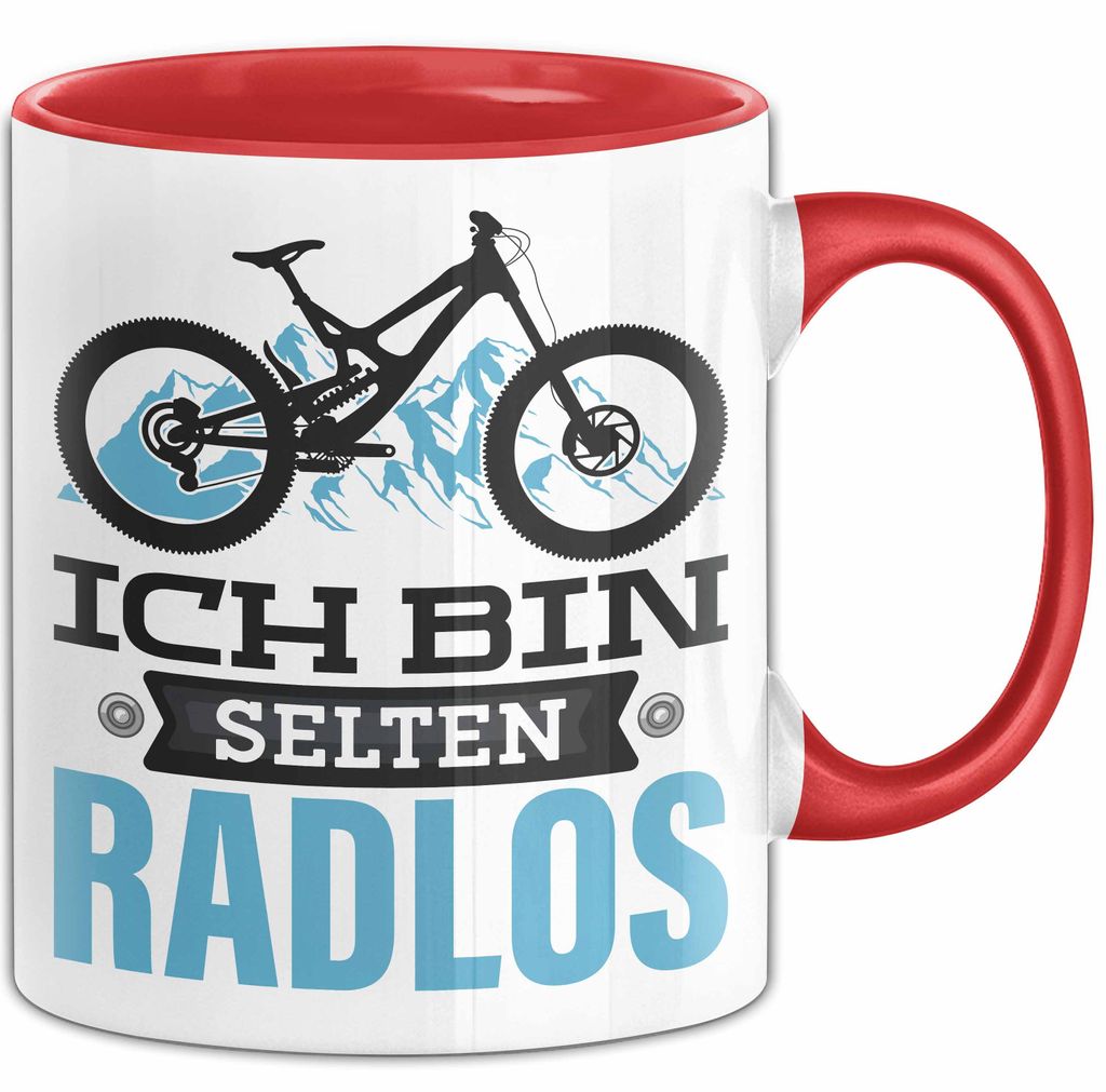 Radfahrer Tasse Geschenk Ich Bin Selten Radlos Fahrrad Spruch (Rot)