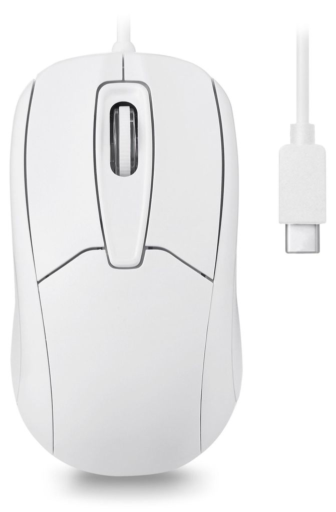 Perixx PERIMICE-209CW Optische kabelgebundene USB-C Maus – 150 cm Kabel – 1000 DPI – Weiß