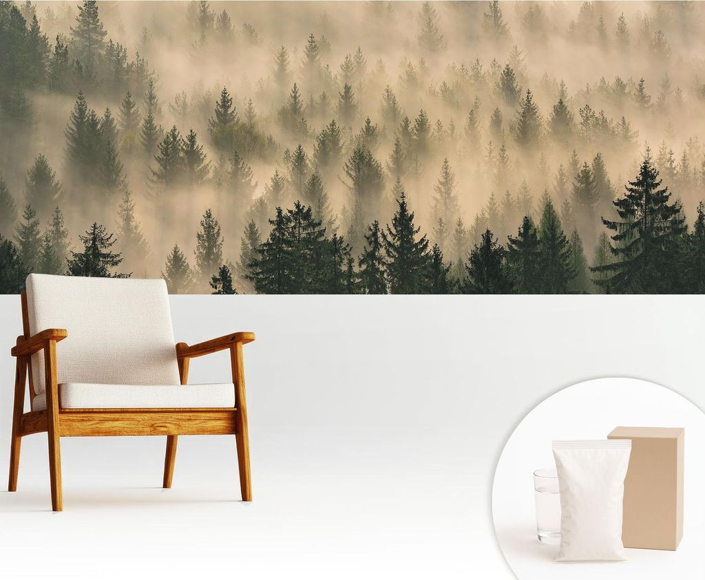 Fototapete - 250x104 cm - Tapete - Wandtapete - Wandbilder - Dekofolie - Tapete Folie - Wand - Dekoration - Wohnzimmer - Waldnebel