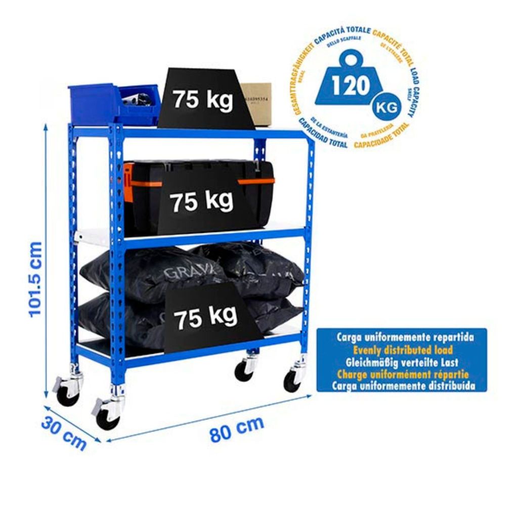 SIMONCLICK MOBILE MINI 3/300 900 BLAU/GALVA Metallregal