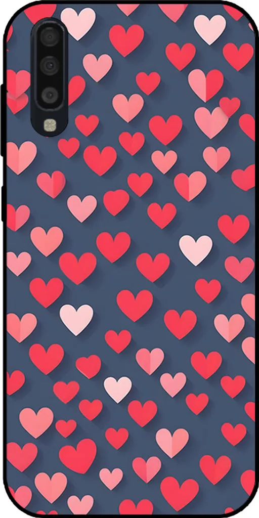 Cover Samsung A70 A70s Smartphonica Hearts Design Pink Red TPU