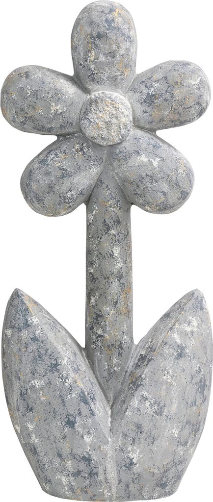 Dehner Dekofigur Blume, Deko Objekt aus Magnesia, 71 x 31 x 17 cm, grau